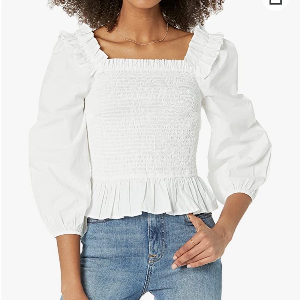 The Drop- Long sleeve ruffle smock crop top